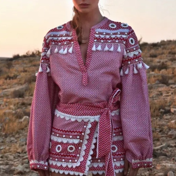 Dodo Bar Or Nathaniel top Tassel‎ Grommet Blouse Valentines Day - Picture 5 of 16